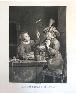 "LES BOUTEILLES DE SAVON"-Forster Joseph Simon (1789)-incisione a bulino