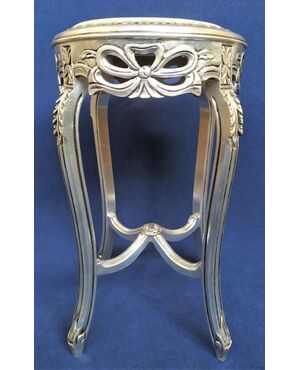 Coffee table in silver leaf wood with marble top - Italy 20th century     