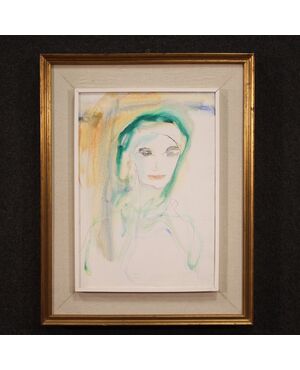 Dipinto ritratto femminile del XX secolo
