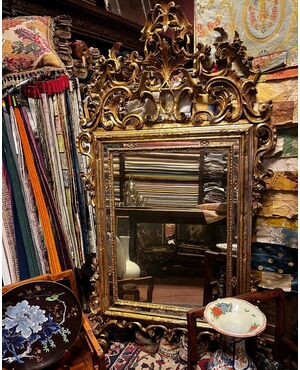 Antico piccolo specchio Luigi XV foglia oro - epoca '800