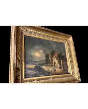 Quadro paesaggio, olio su tela - Luigi Filippo, XIX sec. 