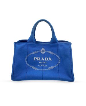 PRADA Borsa Shopper in Tela Col. Blu Canapa M
