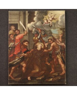 Dipinto Italiano del XVIII secolo, il martirio di San Fedele di Sigmaringen