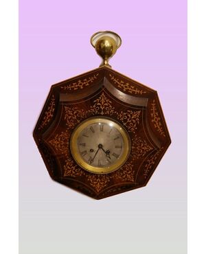 Antico orologio da parete francese in legno del 1800 stile Carlo X
