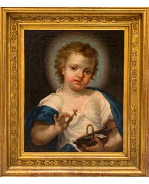 Dipinto su tela " Bambin Gesù " - attribuito a Giuseppe Angeli