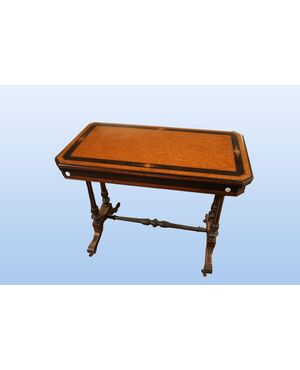 Tavolino da gioco in radica di olmo Inglese stile vittoriano del 1800