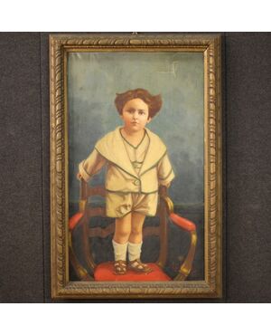 Painting portrait of a child signed and dated 1921