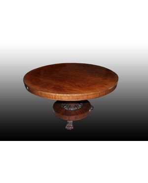 Grande Tavolo Circolare a vela stile Regency di inizio 1800 in legno di mogano