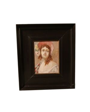 Dipinto olio su tavola "Ritratto di Donna" del 1800