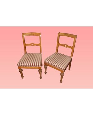 Gruppo di 6 sedie in noce italiane del 1800 con schienale a giorno