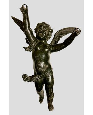 Statua di angelo in metallo brunito - XIX sec.