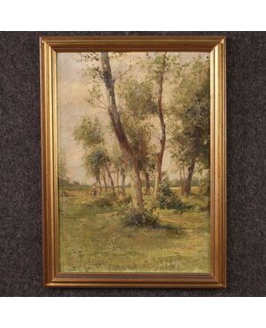 Painting landscape signed by M. Gheduzzi from the 40s