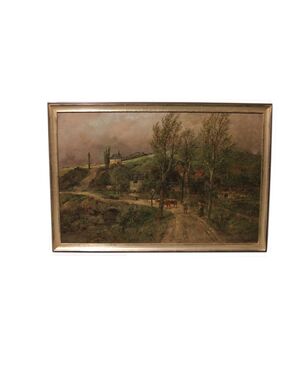Olio su tela Olandese del 1800 raffigurante Scena campestre firmato Marinus Harting 1815 - 1861