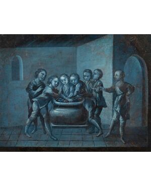 Pittore francese (XVIII sec.) - Giuseppe gettato dai fratelli nella cisterna.