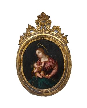 XVII secolo, Scuola Fiamminga, Madonna con bambino 