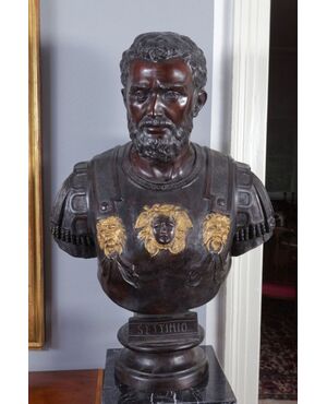 Grande busto di bronzo del Imperatore "SETTIMO"