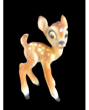 Figura di Bambi in ceramica,serie Walt Disney.Manifattura Zaccagnini.