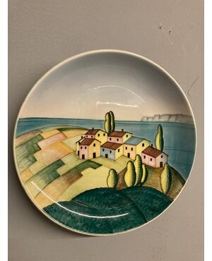 Piatto ceramica  Futurista -  Cia Torino  - epoca 1930  mis 32 