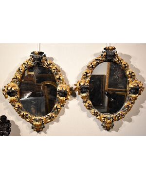 Coppia di grandi specchiere barocche, Roma fine XVII secolo
