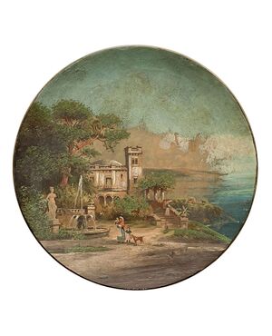 Piatto in porcellana dell'inizio del XX secolo Castello di Sorrento, Golfo di Napoli
