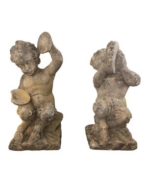 Coppia di sculture in pietra di Vicenza