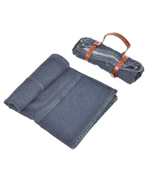 Tovaglia o plaid in jeans con porta-plaid in pelle - B/1440 + B/322 -