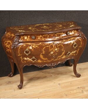 Italian dresser in inlaid wood from the 20th century