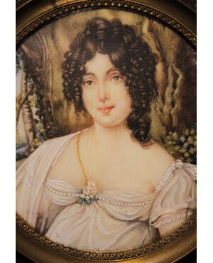 Ritratto di giovane ragazza coi boccoli- dipinto a olio del XIX sec.
