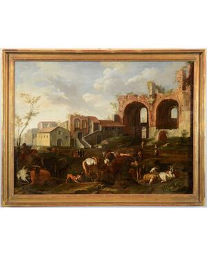 Veduta di Roma al Campovaccino, Pieter van Bloemen (Anversa 1674-1720)