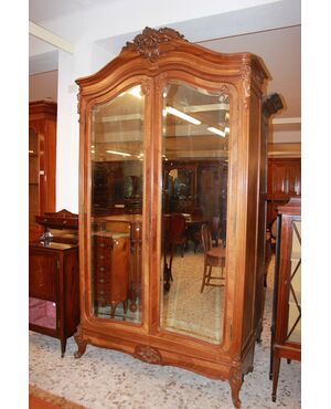 Armadio stile Luigi Filippo Con Specchi a 2 Ante in legno di noce