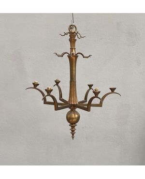 Paolo Buffa, lampadario in ottone prod. Donzelli, Italia anni '50