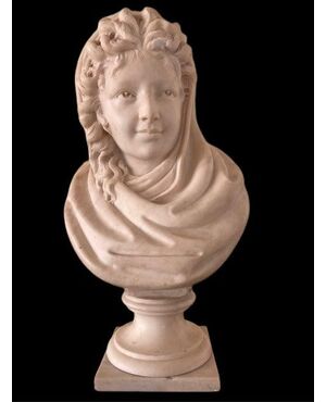 YOUNG WOMAN MARBLE SCULPTURE     