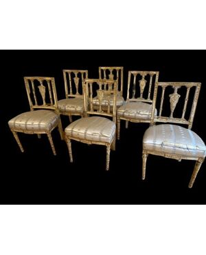 Six lacquered and gilded chairs, Naples, Neoclassical period     