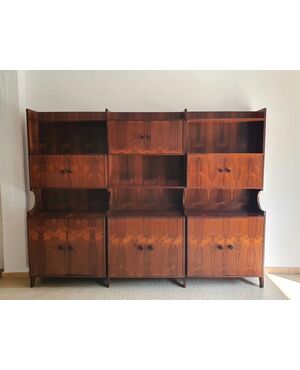 60s WALL BOOKCASE IN BRAZIL ROSEWOOD MODERN VINTAGE DESIGN     