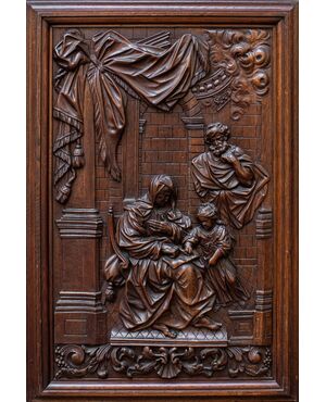 Wooden relief, Education of the Virgin, 17th century     