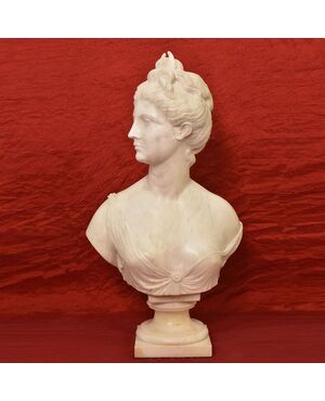 SCULTURE ANTICHE IN MARMO, SCULTURA ANTICA DI DONNA, DIANA, HUDON, EPOCA XIX SECOLO. (STMA76)