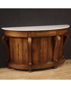 Half moon sideboard in wood with marble top from the 19th century