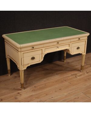 Italian writing desk in lacquered and gilded wood from the 20th century