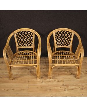 Pair of Italian wicker armchairs from the 60s 