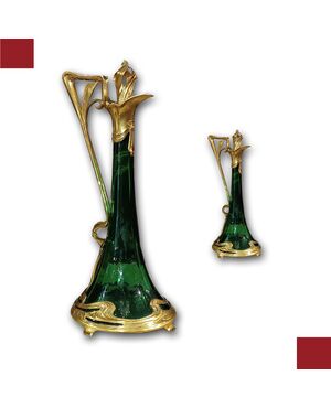 COPPIA DI BOTTIGLIE ART NOUVEAU FINE XIX-INIZIO XX SECOLO