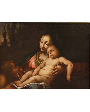 XVII-XVIII secolo, Cerchia di Carlo Cignani (1628 – 1718)  Madonna con Bambino e San Giovannino