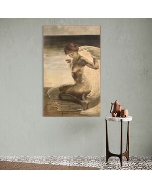 Italian painting nude of a young woman from the 20th century