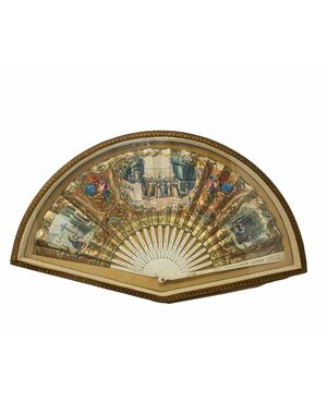 XIX secolo, Ventaglio, Carta dipinta, cm 58 x 33