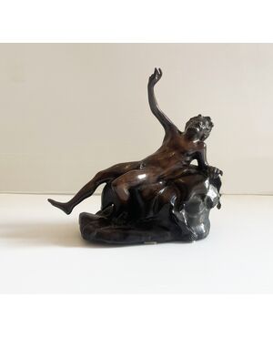 Scultura in bronzo "Satiro a riposo" - metà XX secolo