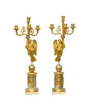 Francia, epoca Impero, Coppia di candelabri a quattro luci