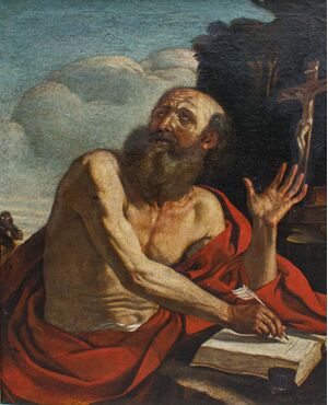 Cerchia di di Giovanni Francesco Barbieri detto il Guercino (1591 – 1666), XVII secolo,  San Girolamo