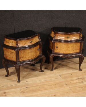 Pair of italian bedside tables in wood from the 20th century