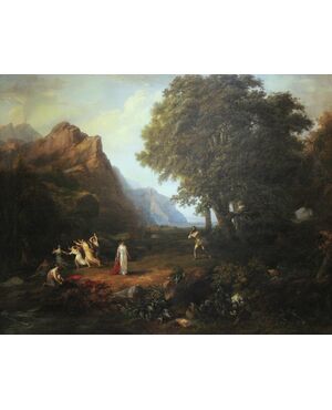 Ulisse e Nausicaa sull’isola dei Feaci | olio su tela.