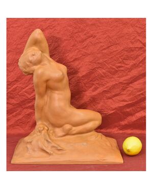 SCULTURE ART DECO IN TERRACOTTA, NUDO DI DONNA, AMEDEO GENNARELLI, SCULTORE ITALIANO. (STTE85)