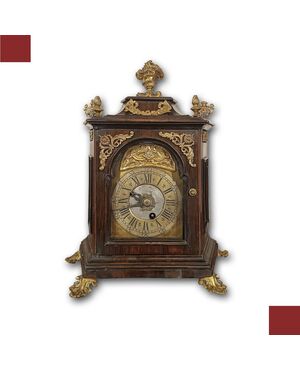 OROLOGIO IN NOCE E BRONZO DORATO SECONDA META’ DEL XVII SECOLO 